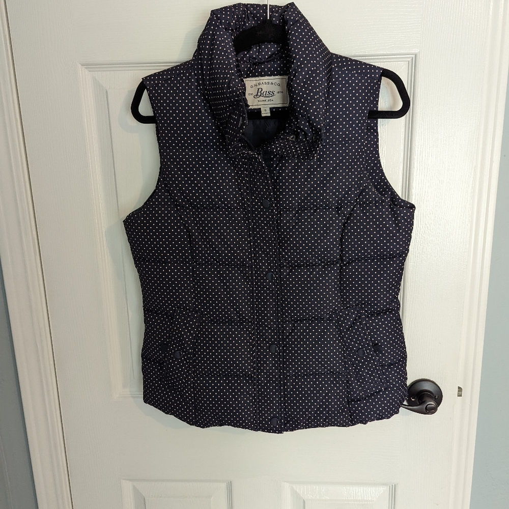Navy Blue with White Polka Dots Puffer Vest